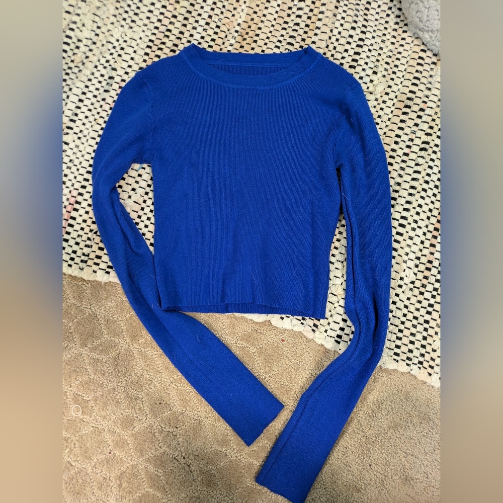 Amazon Royal Blue Long Sleeve Crop Top